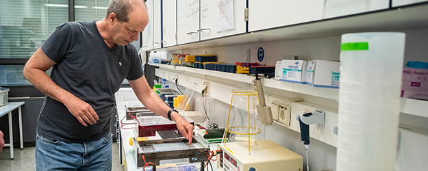 Das Institut für Molekulare Medizin unter der Leitung von Prof. Dr. Ari Waisman zieht demnächst ins neue Paul-Klein-Zentrum für Immunintervention um. (Foto: Stefan F. Sämmer) Das Institut für Molekulare Medizin unter der Leitung von Prof. Dr. Ari Waisman zieht demnächst ins neue Paul-Klein-Zentrum für Immunintervention um. (Foto: Stefan F. Sämmer)