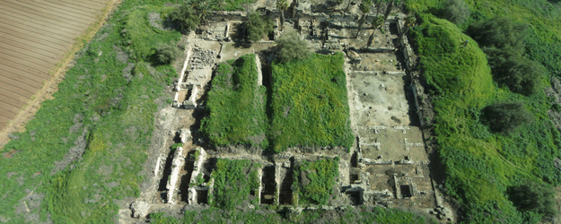 Luftaufnahme der Ausgrabungsstätte des frühislamischen Kalifenpalasts Khirbat al-Minya (Foto/©: Yaniv Darvasi, The Hebrew University of Jerusalem)