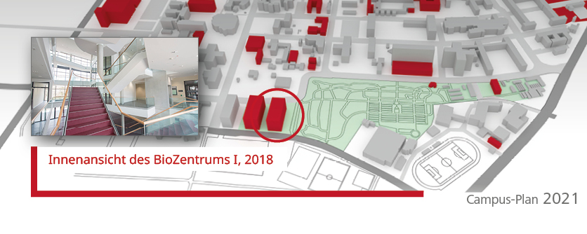 Rot markierte Gebäude sind zwischen 1997 und 2021 entstanden. (Foto/©: Peter Pulkowski; Abb./©: Christian Schneider)