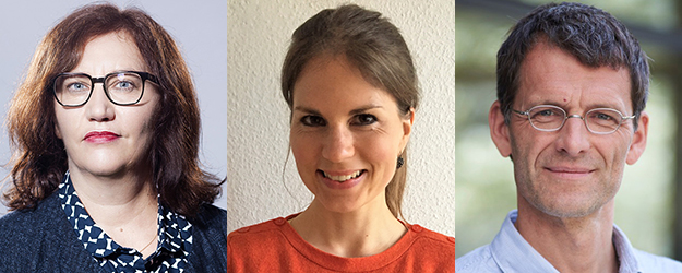 Prof. Dr. Barbara Thums, Prof. Dr. Frederike Middelhoff und Prof. Dr. Roland Borgards leiten gemeinsam das Forschungsprojekt 'Romantische Ökologien'. (Foto/©: Forschungsschwerpunkt Medienkonvergenz/JGU; privat; Forschungskolleg Humanwissenschaften gGmbH)