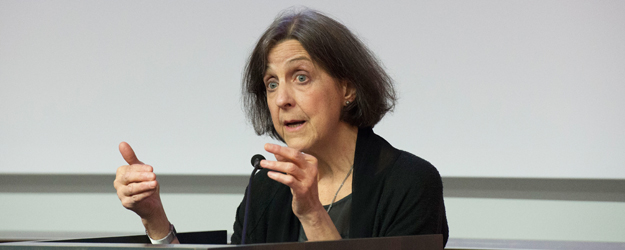 Prof. Dr. Dr. Rita Charons 'Narrative Medicine'-Programm arbeitet mit den drei zentralen Begriffen 'attention', 'representation' und 'affiliation'. (Foto: Peter Pulkowski)